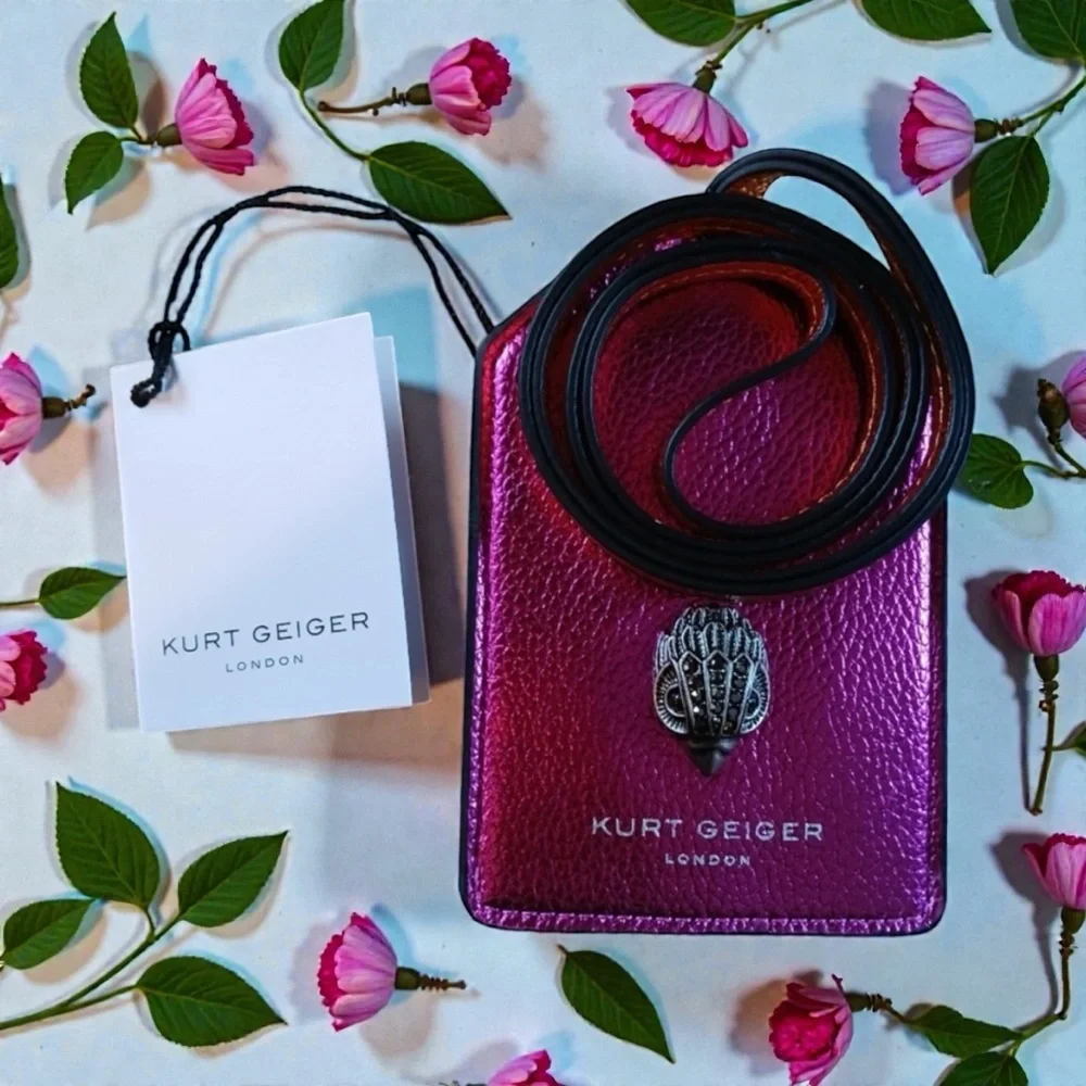 Kurt Geiger NWT Southbank Tag Metallic Pink Lanyard Card Holder